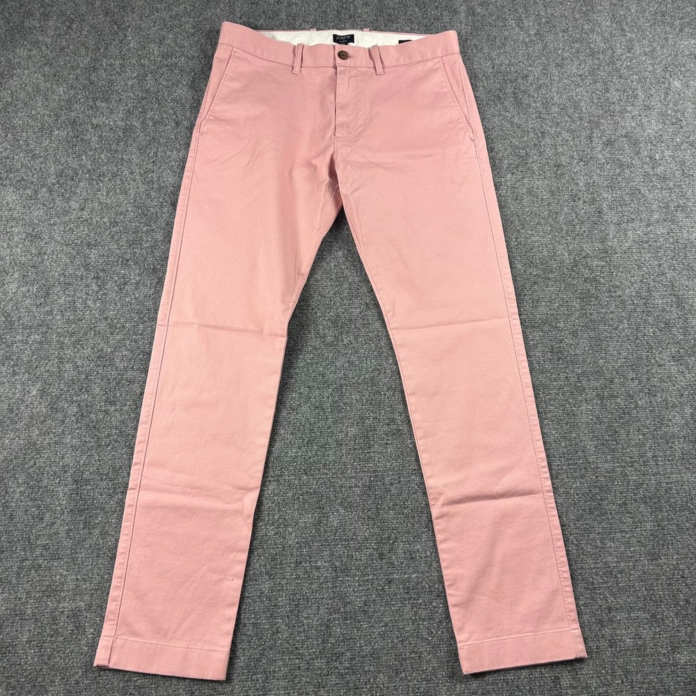 J.Crew Flex Chino Pants Mens 31x32 Pink Slim Fit Stretch Cotton Casual Trousers‎